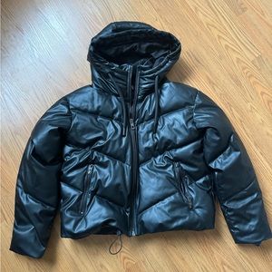 Zara faux leather puffer jacket small